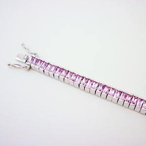 Pink Baguettes Tennis-style Bracelet